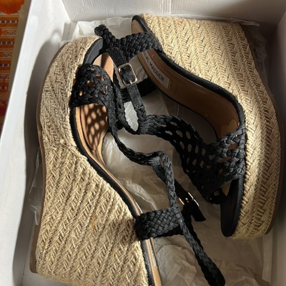 Steve Madden black strappy espadrille size 8 black - Picture 14 of 14